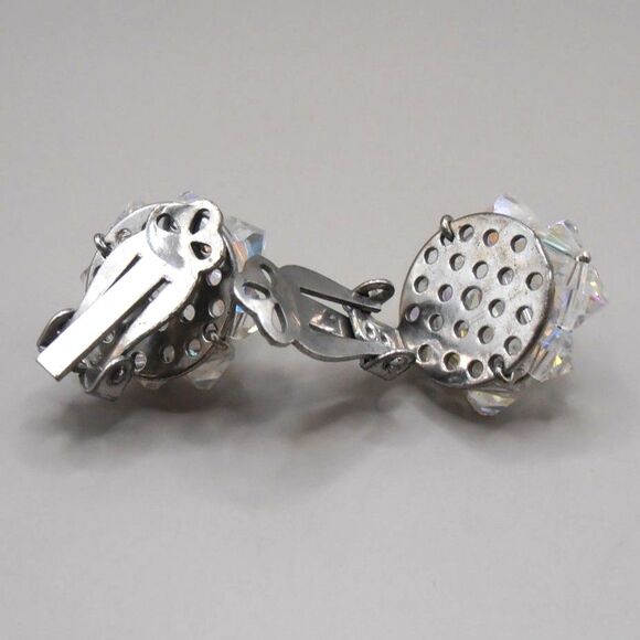 Vintage Aurora Borealis Beaded Shoe Clips – Iridescent Crystal Cluster Sparkle - Picture 2 of 3